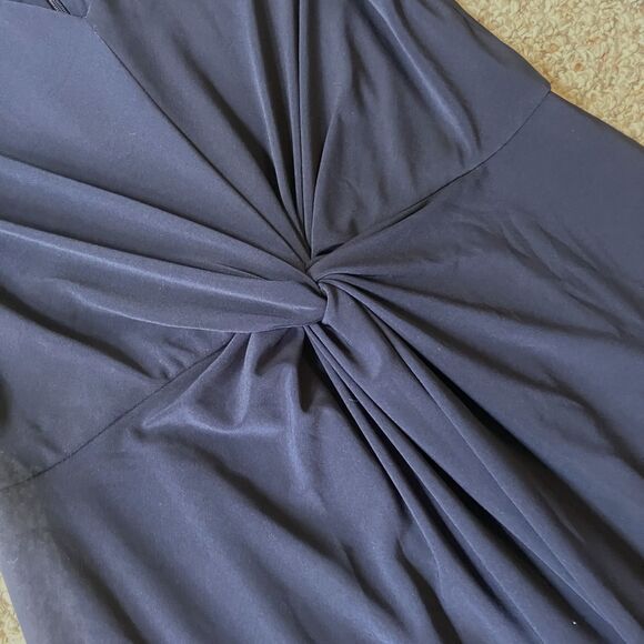 Hobbs London Womens Midi Dress Size 6 Knot Waist Coastal Navy Blue Classic - Picture 3 of 13